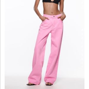 ZARA NEON PINK MID RISE JEANS